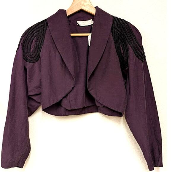 Casadei Purple Cropped Jacket with Rope Shoulder Detail - Picture 1 of 6